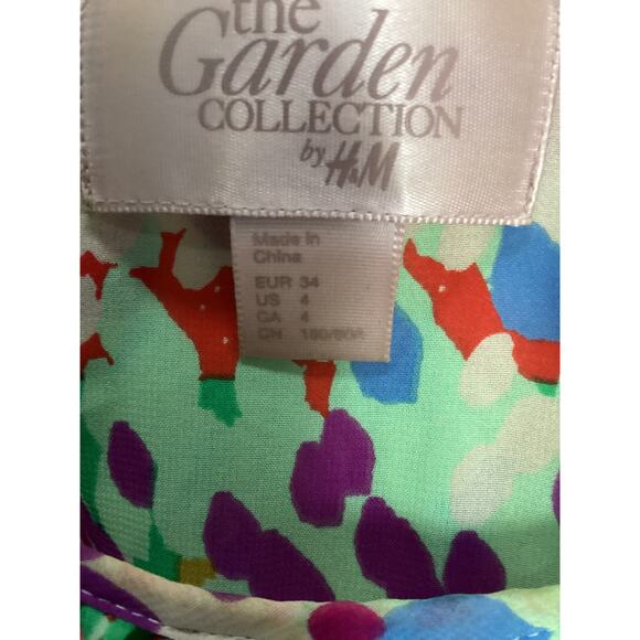 H&M Garden Collection Floral Elastic Waist Tie Dress US Size 4 Women - Picture 3 of 7